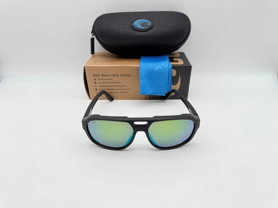 NEW Costa Del Mar STREET HEAT Polarized Sunglasses Matte Black/Green Mirror 580P - Image 2 of 4