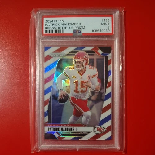 Patrick Mahomes II PSA 9 2024 Panini Prizm 138 Red White & Blue chiefs sp