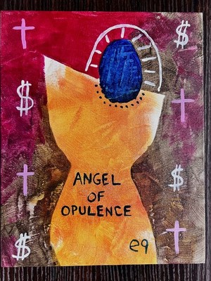 e9Art 8x10 'angel of opulence' art brut outsider primitive abstract naive raw