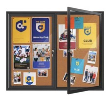 Lockable Outdoor Enclosed Bulletin Board 36 x 24 Weatherproof Cork W/ Lk Door 2