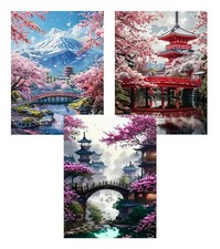 Diamond Art Kits for Adults - 3 Pack Sakura Landscape 5D Diamond Painting Kit...