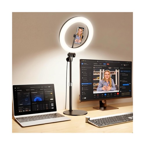 Desk Ring Light with Stand for Computer, Desk Light for Video Recor ...