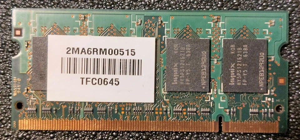 Lot of 3 HYNIX 512MB DDR2 PC2-5300S SODIMM HYMP564S64BP6-Y5 LAPTOP MEMORY - Image 2 of 2