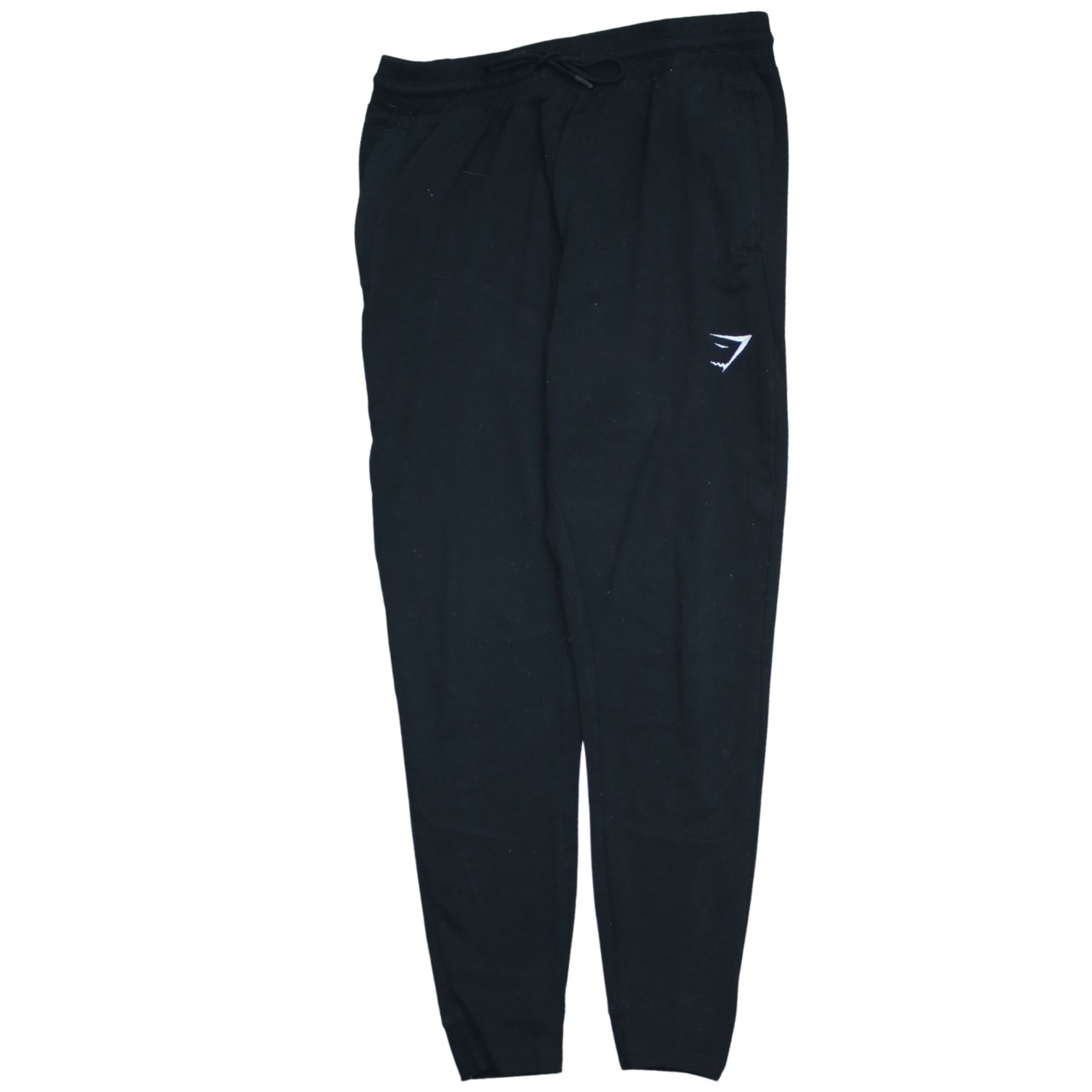 Gymshark Mens Joggers Black Fleece Tapered Cuffed Drawstring Waist Logo Gym M