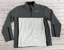 Nike Golf Therma Fit Quarter Zip Pullover Black Gray Standard Fit Sz L - EUC