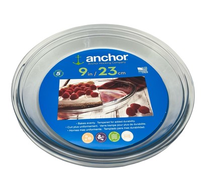 Anchor Hocking Clear Tempered Glass Pie Dish Set Of 2 9'' Diameter Brand New USA