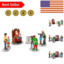 Delightful Set of 5 Resin Santa Figures - Perfect for Holiday Village Displays