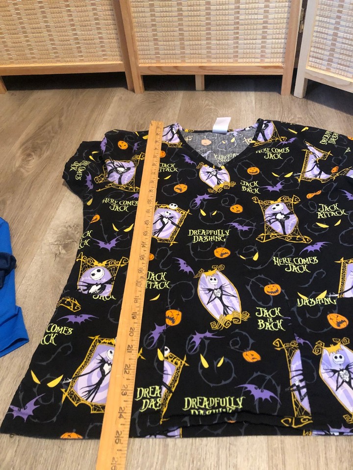 Scrubs Scrub Top Cartoon Disney Nightmare Before Christmas Small S ...