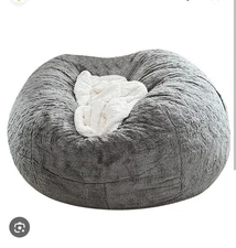 4FT  Grey Bean Bag Chair  COVER  NEW