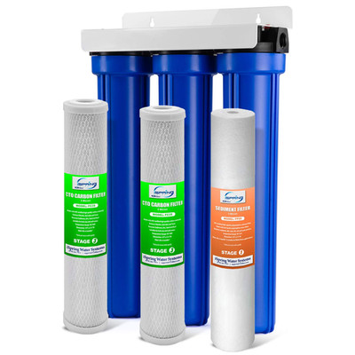 3-Stage Whole House Water Filter System - Reduces 99% Chlorine & Odors
