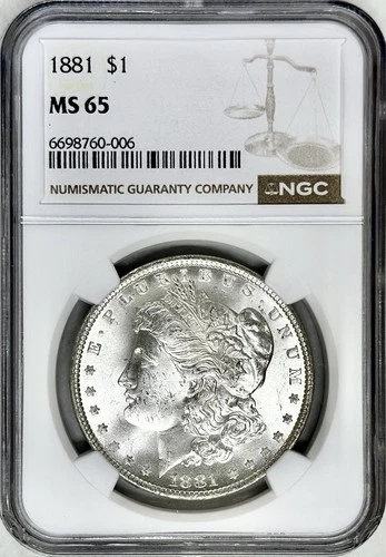 1881 MORGAN SILVER DOLLAR NGC MS65 BRIGHT WHITE COIN