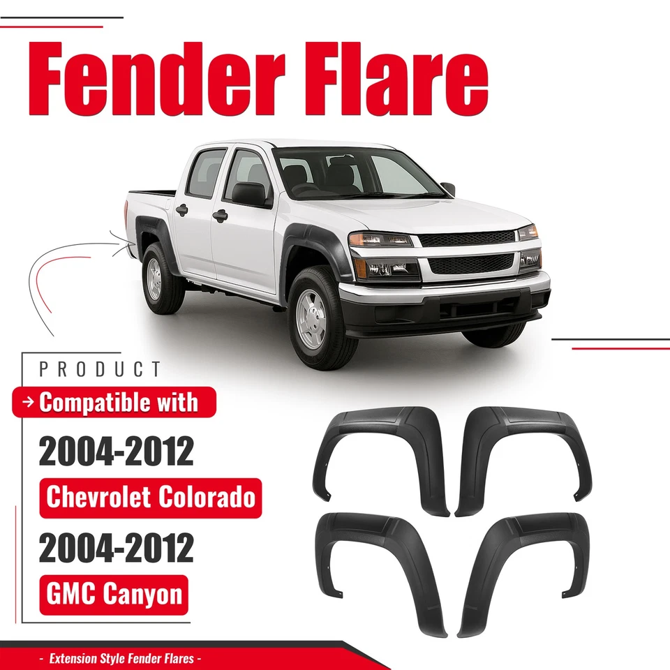 Fender Flare Kit For 2004-2012 Chevy Colorado GMC Canyon Extension Style Foto 2 de 4