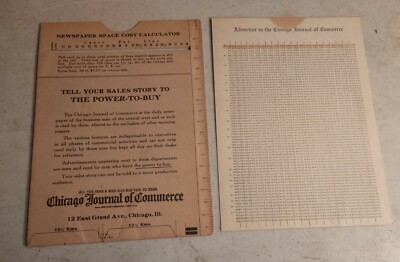 Newspaper Space Cost Calculator-Advertisements-Chicago Journal of Commerce 1920s