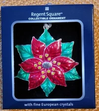 Regent Square Poinsettia Christmas Tree Collectible Ornament European Crystals