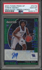 2020-21 Prizm Draft Picks Tyrese Maxey Rookie Choice Green Auto /8 PSA 10 RC SSP
