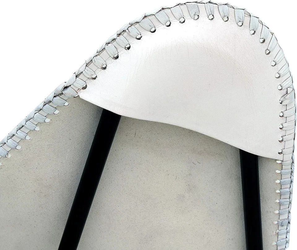 Butterfly Chair-Handmade White Leather Genuine Brown With Iron Frame - Image 4 of 4