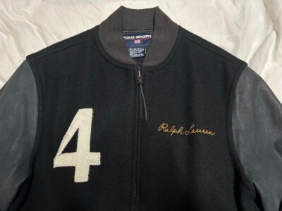 Rare 90s Polo Sport Ralph Lauren Leather Varsity Jacket (L