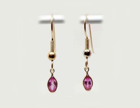 19th Century Antique Gems Pink Sapphire Gemstone 14kt GF Earrings Dangles