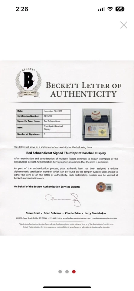 Phillies Steve Carlton Signed Thumbprint Baseball LE #'d/200 w/ Display Case BAS - Image 3 of 3