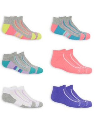 Fruit of the Loom Girls Active Half Cushion Socks 6-Pack Size L | eBay