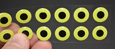 12MM FLUORESCENT LIME YELLOW BLACK DOT FLY TYING 3D EPOXY FISH EYE ADHESIVE