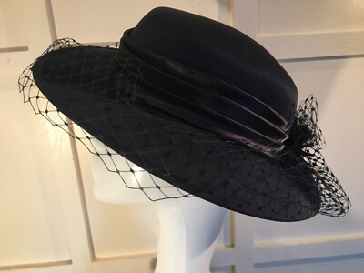 vintage Navy blue hat wedding hat by Hatbox UK
