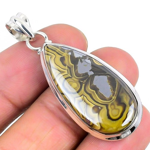 Schelen Blend Stone Solid Sterling Silver Artisan Channel Set Pendant Jewelry