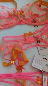 AGENT PROVOCATEUR PERDIA BRA 34C/D 36C/D/DD/E & 3 MEDIUM SUSPENDER & THONG BNWT
