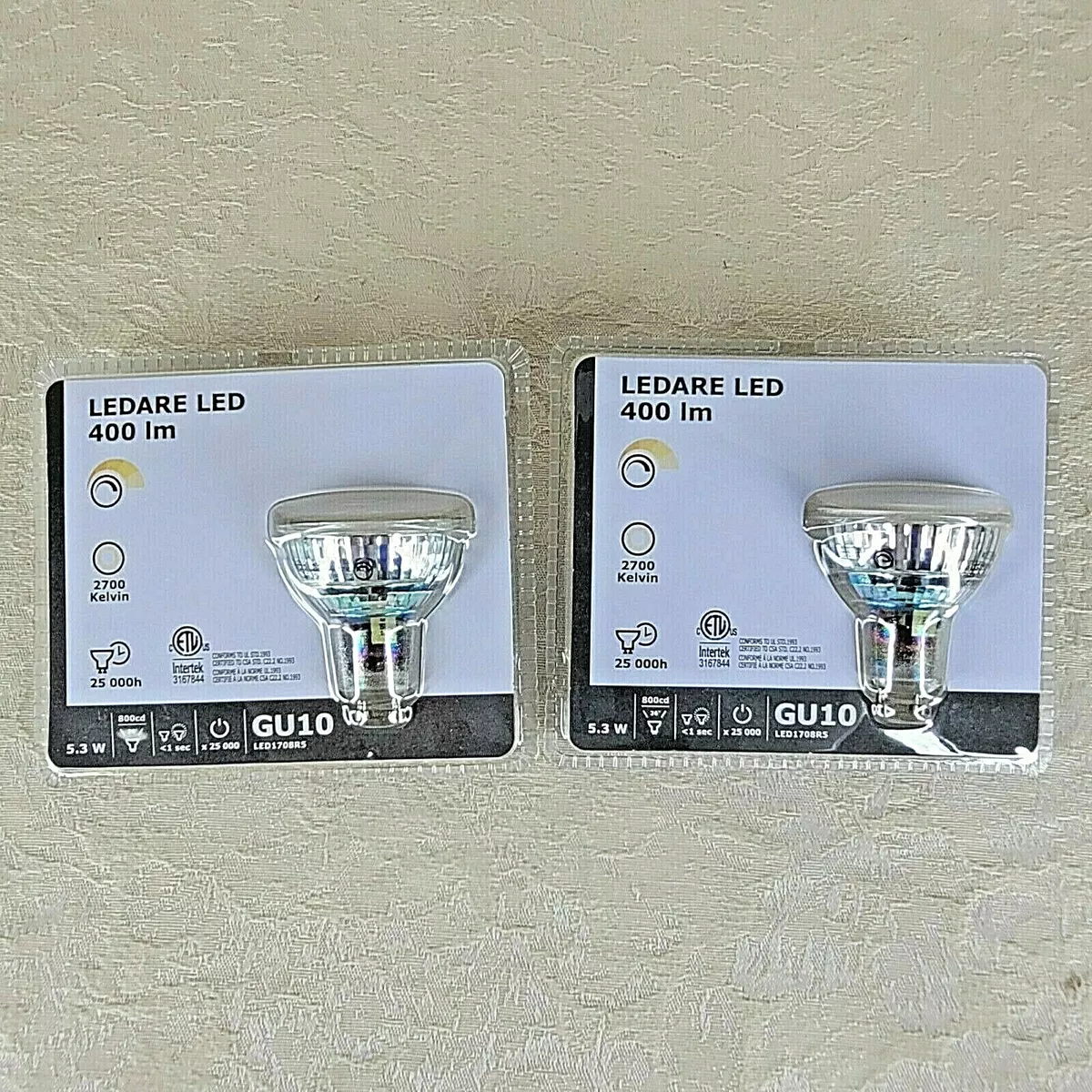 Ikea Ledare GU10 LED1708R5 120 V 400 5.3W 2700 Kelvin 2 NEW | eBay