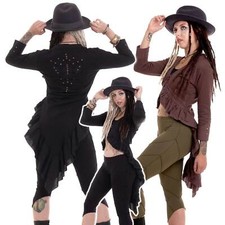 Ring Master Circus Tail Coat Jacket W/ Lotus Patch, Steampunk Psy Trance Jacket