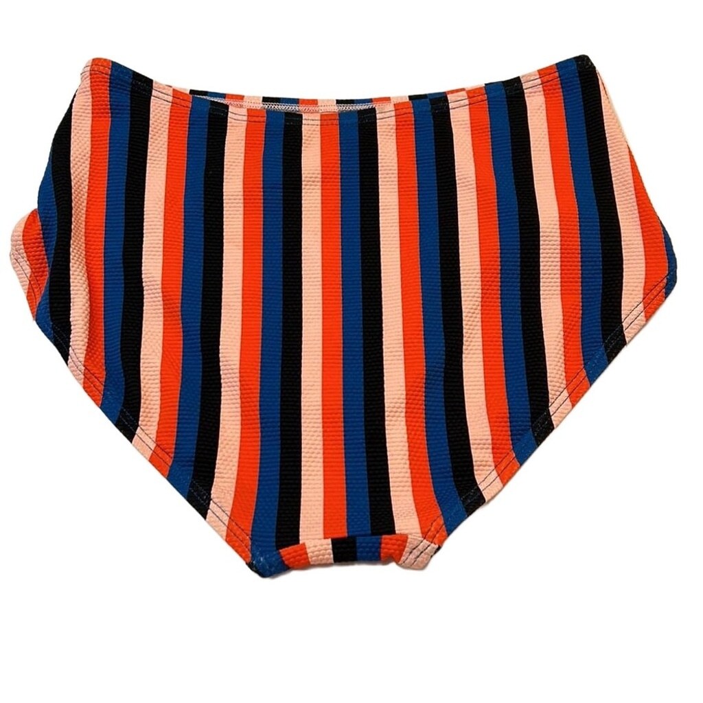 NWT Kate Spade High Waist Bikini Bottom Swim Cruise Striped Large thumbnail 4