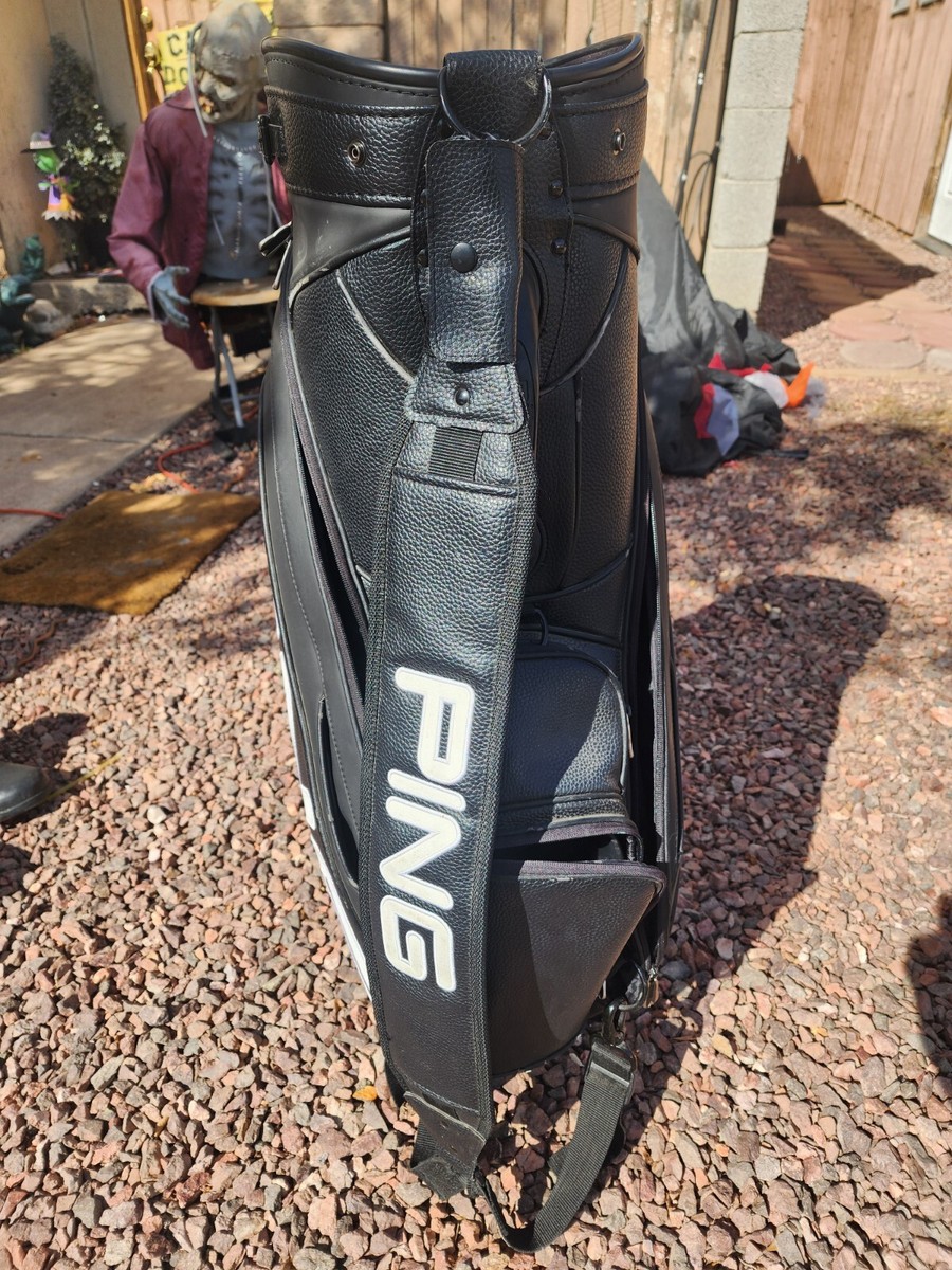 Ping 6-Way 6 Pocket Black Leather Golf Bag | eBay Ping 6-Way 6 Pocket Black Leather Golf Bag | eBay