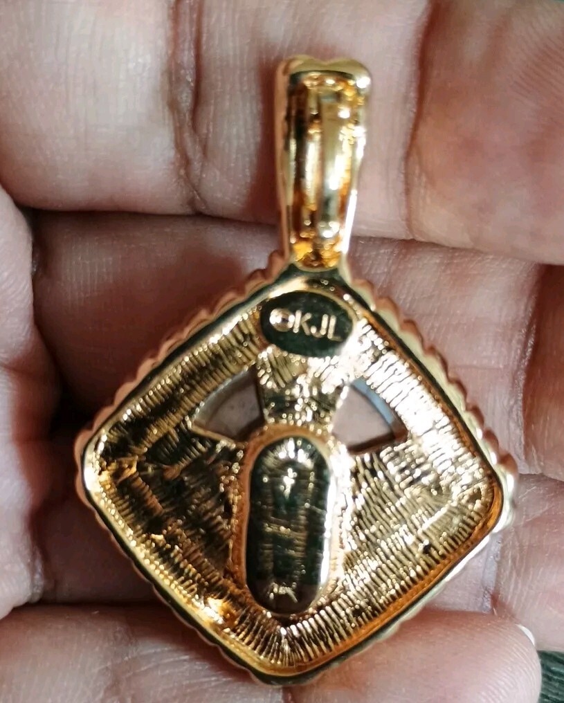 KJL Kenneth Jay Lane Faux Pearl Pendant Signed - image 2