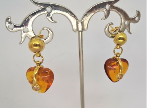 Boucles D'oreilles En Or Jaune 18 Carats (750) - Avec Améthyste Coussin Et Perles - Longueur 6 Cm
