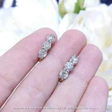 1Ct Lab Created Diamond Beautiful Huggie Hoop Earring 14K White Gold Finish