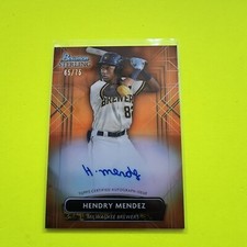 2022 Bowman Sterling HENDRY MENDEZ ORANGE REFRACTOR AUTO Brewers #65/75