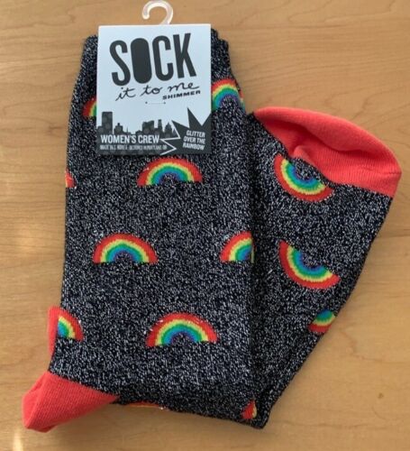 Sock It To Me Glitter Over The Rainbow Shimmer Metallic Graphic Crew Socks