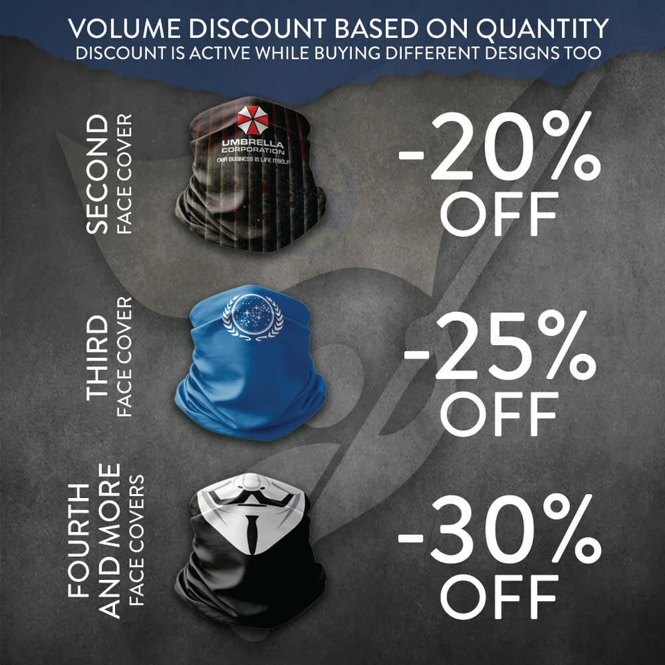 Washable Fabric Face Cover Neck Gaiter Unique Skull and Roses Design EU Made - Image 4 of 4