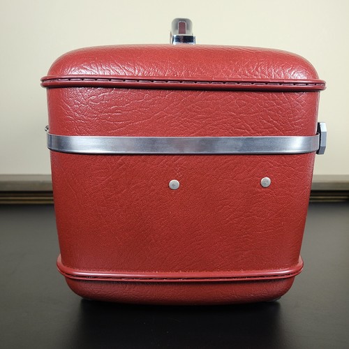 VTG American Tourister Red Hard Shell Cosmetic Case w/ Keys & Tag & Mirror - Picture 8 of 16