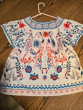 Womens Floral Print Off-the-Shoulder Blouse- Medium size, length 21"