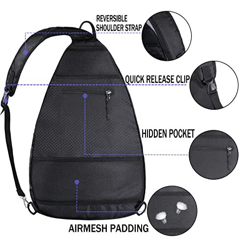 Compact Black Pickleball Backpack for Women and Men