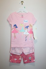 CARTER'S GIRLS PAJAMA SET COMBO 3 PCS T-SHIRT PANTS SHORTS BALLERINAS SIZE 18M