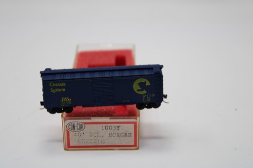 VAGÓN DE CAJA ESCALA N Vintage CON COR 40' Acero Azul CHESSIE C&O 138439 1003Y | Zustand: Used