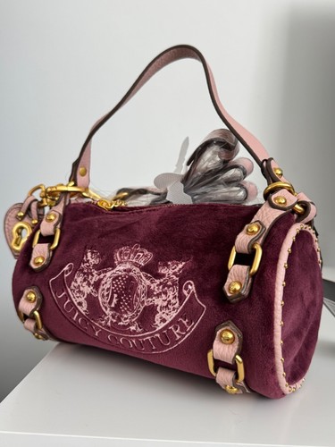 Juicy Couture UK Exclusive Heritage Tawny Port & Pink Twig Dog Barrel Bag - Picture 4 of 14