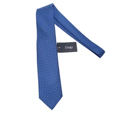 Drake's NWT Neck Tie in Blue with White & Light Blue Mini Circles 100% Silk