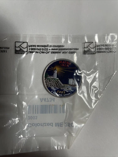 2003 State Quarter Maine Colorized In Littleton Package Unopened