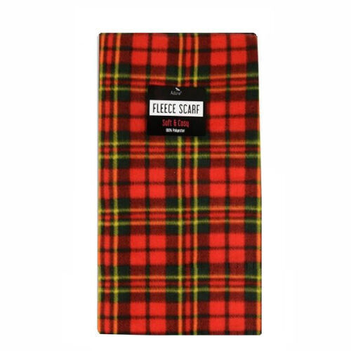Red Tartan Fleece Winter Neck Scarf 160cm x 26cm - Picture 2 of 2