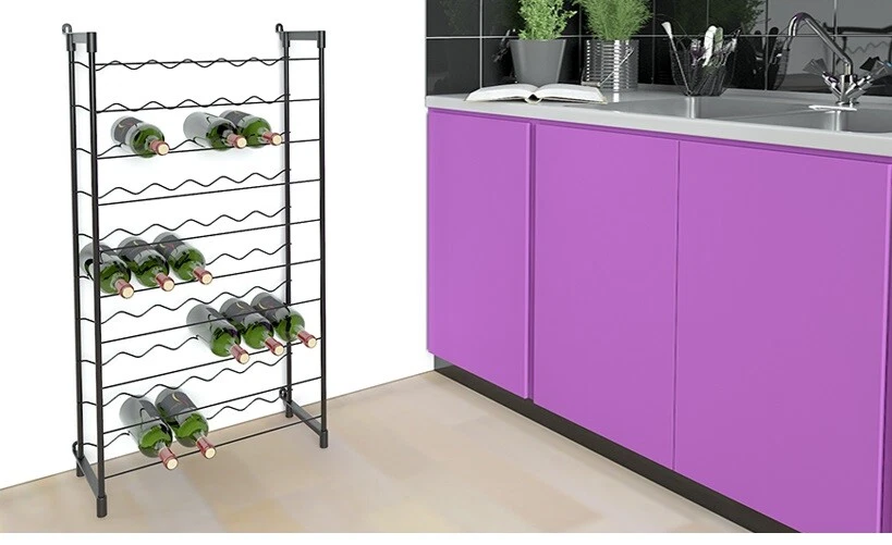 CANTINETTA SCAFFALE PORTABOTTIGLIE BOTTIGLIE VINO FERRO PLASTIFICATO 50 POSTI - Immagine 4 di 4