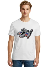 Futuristic-Spaceship Mens Graphic Tee, 100% Cotton, Casual Summer Wear