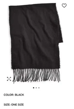 Style & Co Solid Fringe-Trim Rectangle Scarf Women's One Size Black New Sealed